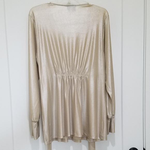 Shiny Champagne Colored Rhinestone Blouse by eci - Picture 4 of 7